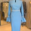 ROCHIE BLEU CU APLICATII DIN PERLE